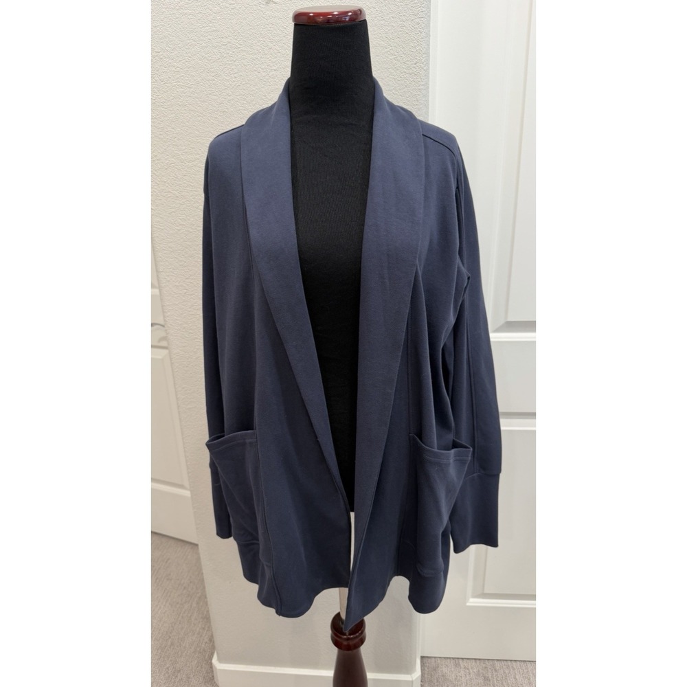 Pact Organic Cotton Women's Airplane Wrap Cardigan Sweater Wrap Steel Blue S